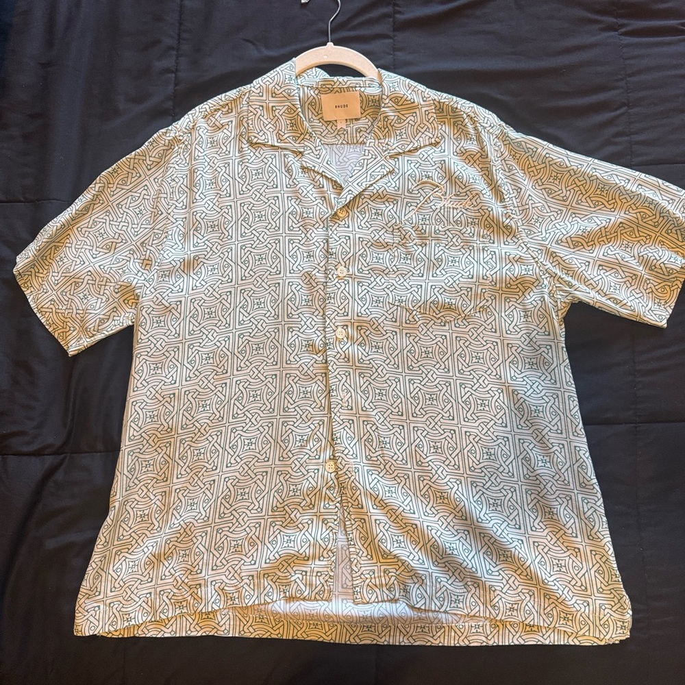 Rhude Cravat Silk Short-Sleeve Button Down Shirt
